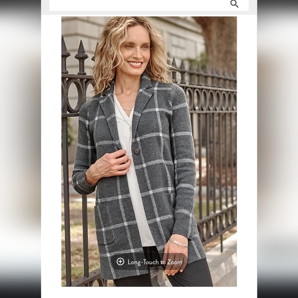 J. Jill Gray Plaid Cardigan Sweater - Picture 10 of 11